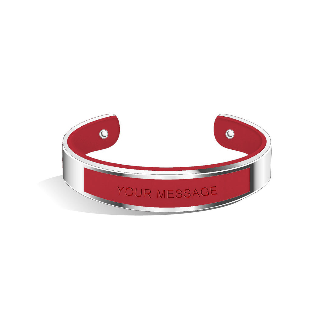 Tailor Cherry Red and Silver Bangle | 15mm