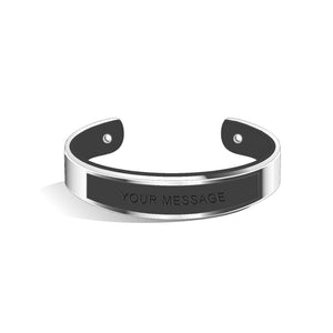 Tailor Pure Black and Silver Bangle | 15mm