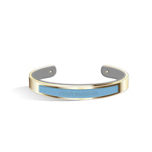 Load image into Gallery viewer, Petite Tailor Angel Blue &amp; Cool Grey and Champagne Gold Bangle | 9mm
