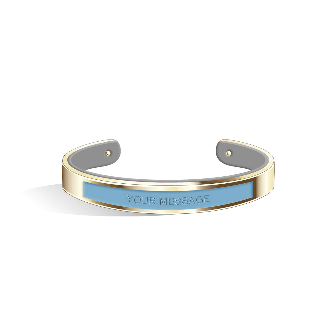 Petite Tailor Angel Blue & Cool Grey and Champagne Gold Bangle | 9mm