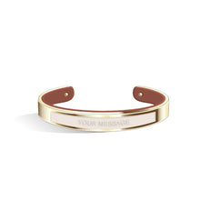 Load image into Gallery viewer, Petite Tailor Ivory White &amp; Tenne Brown and Champagne Gold Bangle | 9mm

