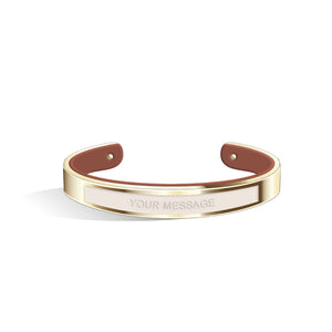Petite Tailor Ivory White & Tenne Brown and Champagne Gold Bangle | 9mm