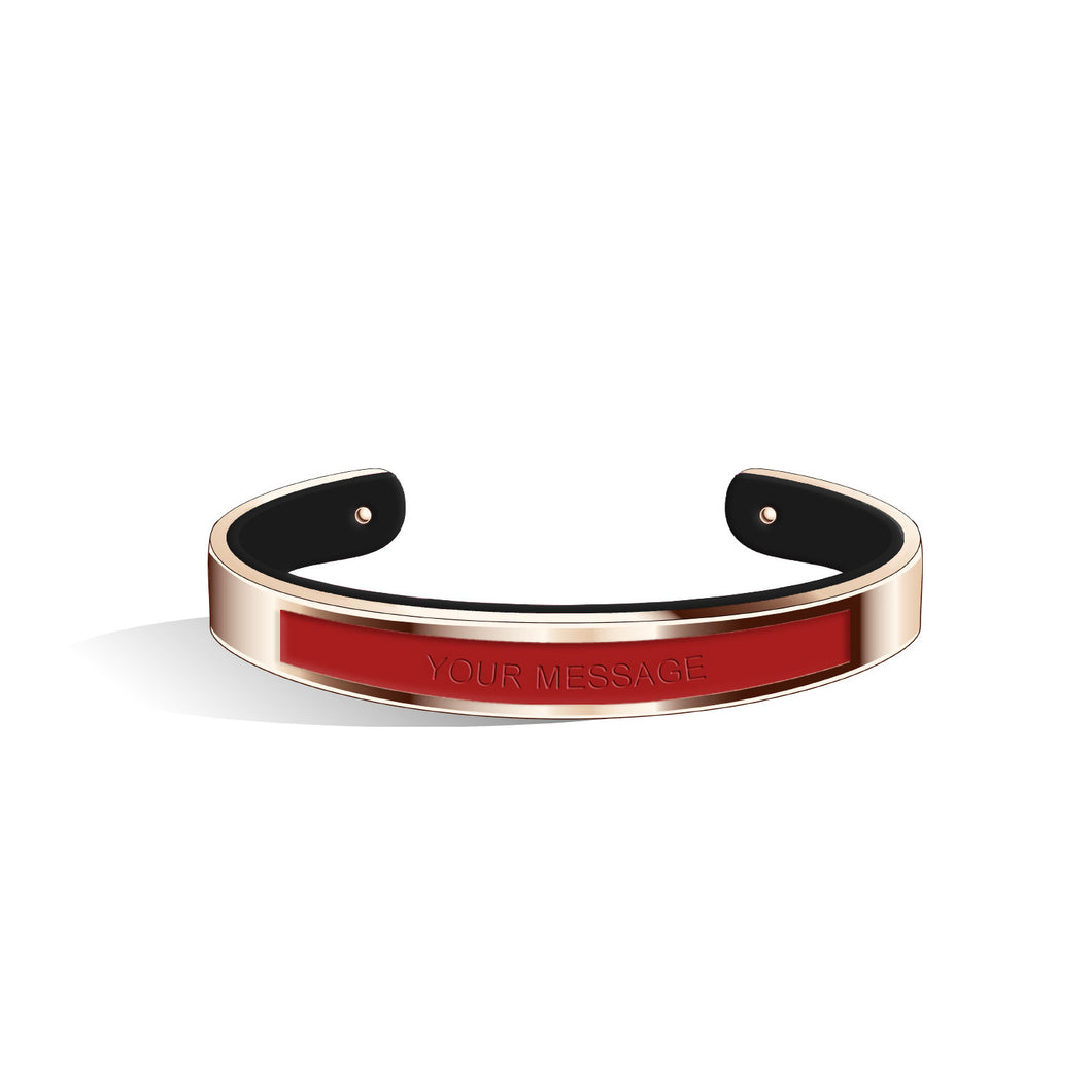 Petite Tailor Cherry Red & Pure Black and Rose Gold Bangle | 9mm