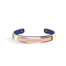 Petite Tailor Salmon Pink & Navy Blue and Champagne Gold Bangle | 9mm
