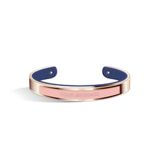 Load image into Gallery viewer, Petite Tailor Salmon Pink &amp; Navy Blue and Rose Gold Bangle | 9mm
