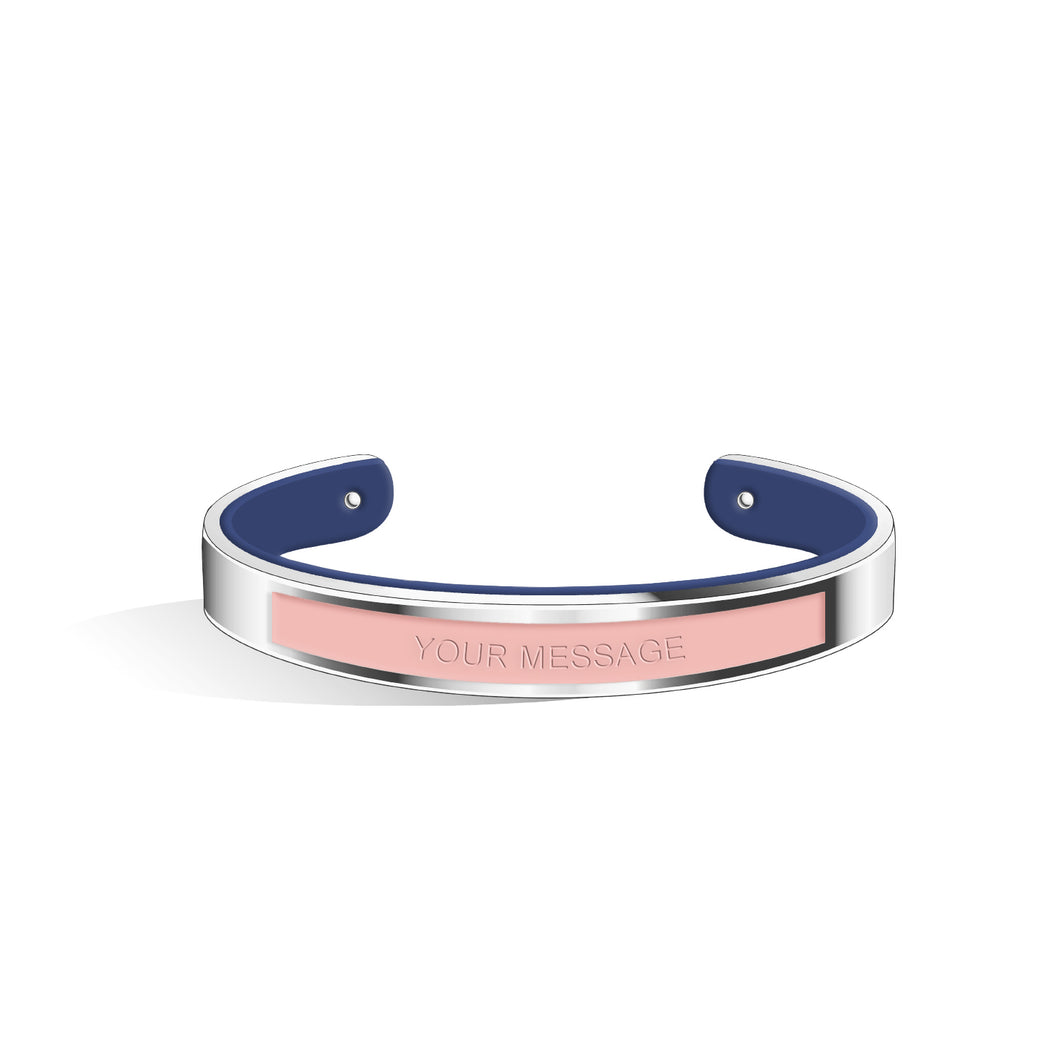 Petite Tailor Salmon Pink & Navy Blue and Silver Bangle | 9mm
