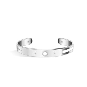Petite Constance Diamond Sakura Pink & Steel Blue and Silver Bangle | 8mm