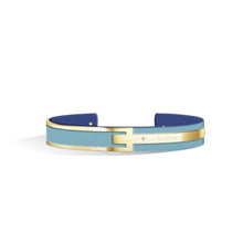 Load image into Gallery viewer, Petite Metropolitan Diamond Angel Blue &amp; Steel Blue and Champagne Gold Bangle | 10mm
