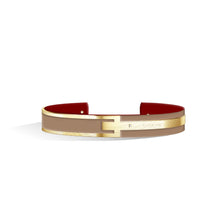 Load image into Gallery viewer, Petite Metropolitan Diamond Camel Brown &amp; Wine Red and Champagne Gold Bangle | 10mm
